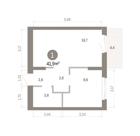 
  Продается 1-комн. квартира 41.91 м², в ЖК Кварталы Драверта, дом 4. Фото 1.