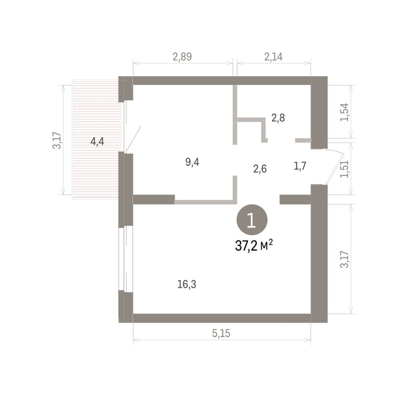 
  Продается 1-комн. квартира 37.21 м², в ЖК Кварталы Драверта, дом 4. Фото 1.