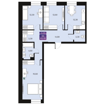 
  Продается 3-комн. квартира 82.7 м², в ЖК Северное Сияние Премиум. Фото 1.