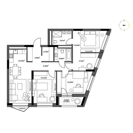 
  Продается 3-комн. квартира 96.15 м², в ЖК Северное Сияние Бизнес. Фото 2.