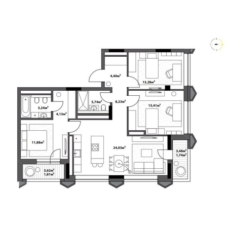 
  Продается 3-комн. квартира 95.89 м², в ЖК Северное Сияние Бизнес. Фото 2.