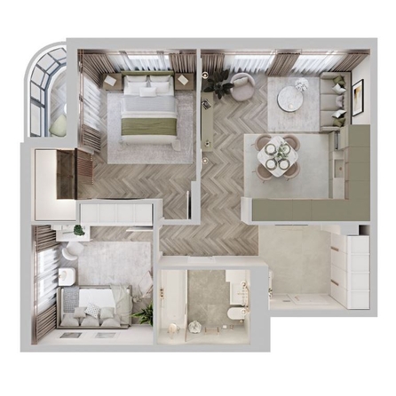 
  Продается 2-комн. квартира 66.36 м², в ЖК ЦЕНТР-ПАРК на Волочаевской. Фото 6.