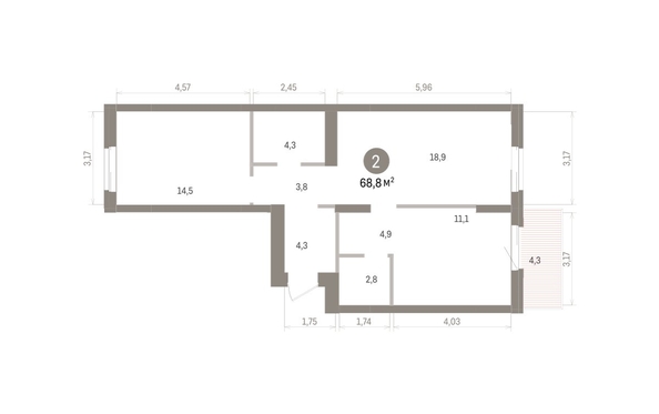 
  Продается 2-комн. квартира 68.82 м², в ЖК Кварталы Драверта, дом 4. Фото 1.
