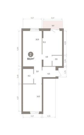 
  Продается 2-комн. квартира 68.84 м², в ЖК Кварталы Драверта, дом 4. Фото 1.