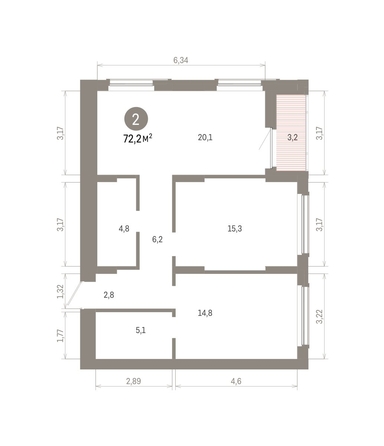 
  Продается 2-комн. квартира 72.2 м², в ЖК Кварталы Драверта, дом 6. Фото 1.
