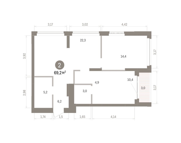 
  Продается 2-комн. квартира 69.15 м², в ЖК Кварталы Драверта, дом 5. Фото 1.