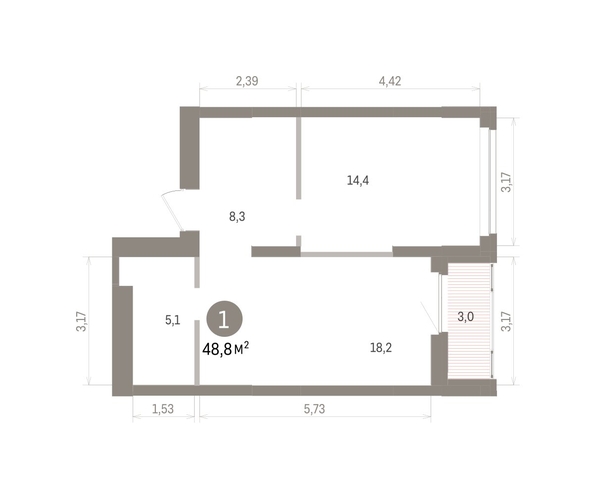 
  Продается 1-комн. квартира 48.83 м², в ЖК Кварталы Драверта, дом 5. Фото 1.