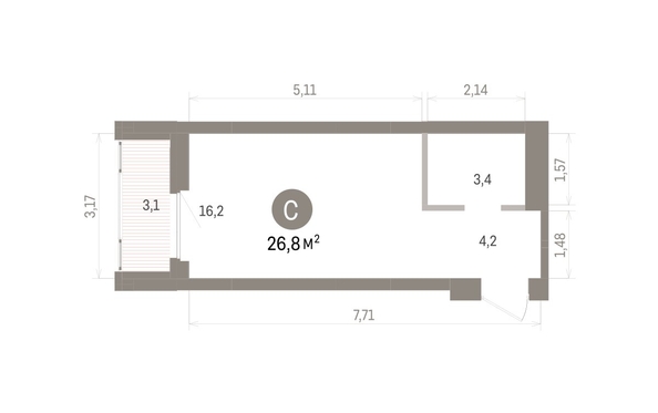 
  Продается студия 26.83 м², в ЖК Кварталы Драверта, дом 5. Фото 1.