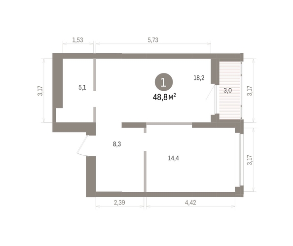 
  Продается 1-комн. квартира 48.83 м², в ЖК Кварталы Драверта, дом 5. Фото 1.