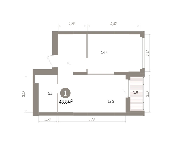 
  Продается 1-комн. квартира 48.83 м², в ЖК Кварталы Драверта, дом 5. Фото 2.