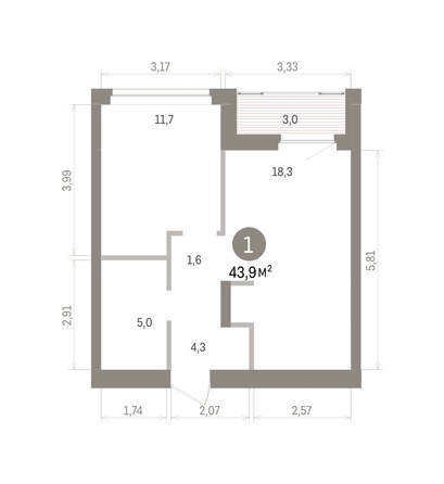 
  Продается 1-комн. квартира 43.88 м², в ЖК Кварталы Драверта, дом 5. Фото 1.