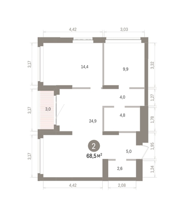 
  Продается 2-комн. квартира 68.46 м², в ЖК Кварталы Драверта, дом 5. Фото 1.