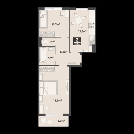 
  Продается 2-комн. квартира 55 м². Фото 20.