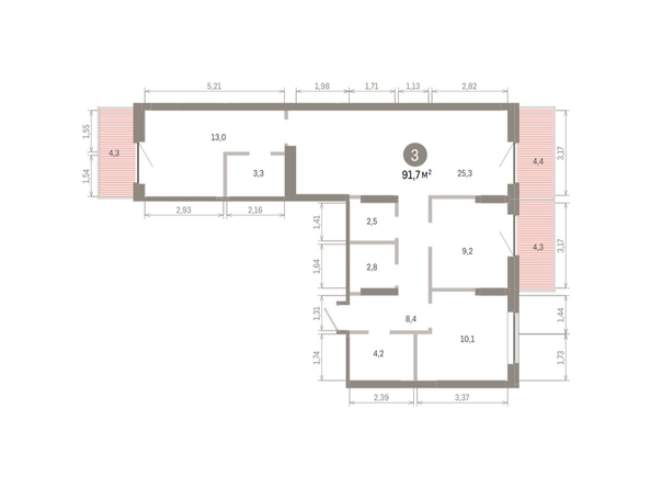 
  Продается 3-комн. квартира 91.73 м², в ЖК Кварталы Драверта, дом 3. Фото 1.
