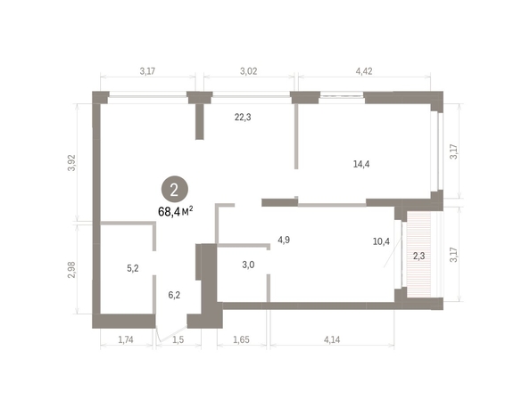 
  Продается 2-комн. квартира 68.44 м², в ЖК Кварталы Драверта, дом 5. Фото 1.