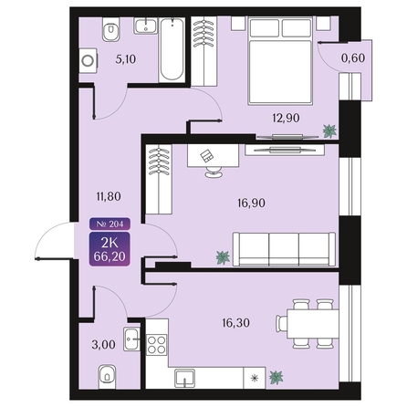 
  Продается 2-комн. квартира 66.2 м², в ЖК Северное Сияние Премиум. Фото 2.