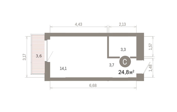 
  Продается студия 24.75 м², в ЖК Кварталы Драверта, дом 6. Фото 1.