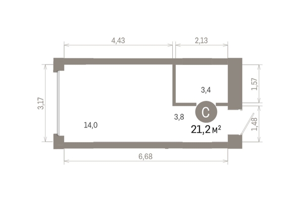 
  Продается студия 21.19 м², в ЖК Кварталы Драверта, дом 6. Фото 1.