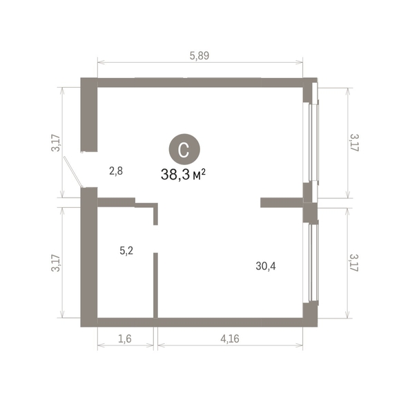 
  Продается студия 38.29 м², в ЖК Кварталы Драверта, дом 6. Фото 1.