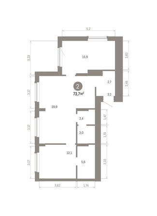 
  Продается 2-комн. квартира 73.66 м², в ЖК Кварталы Драверта, дом 6. Фото 1.