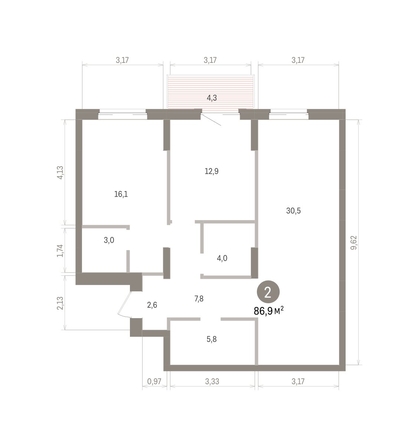 
  Продается 2-комн. квартира 86.94 м², в ЖК Кварталы Драверта, дом 4. Фото 1.