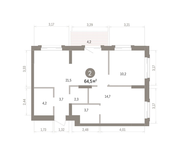 
  Продается 2-комн. квартира 64.48 м², в ЖК Кварталы Драверта, дом 4. Фото 1.
