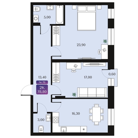 
  Продается 2-комн. квартира 78.8 м², в ЖК Северное Сияние Премиум. Фото 2.