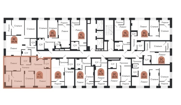 
   Продам 4-комнатную, 81.16 м², Квартал 1604, дом 1

. Фото 3.