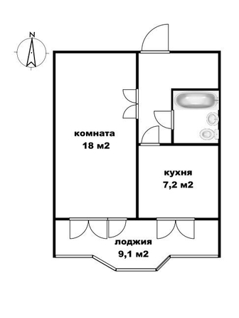 
   Продам 1-комнатную, 34.6 м², Герасименко ул, 1/20

. Фото 9.