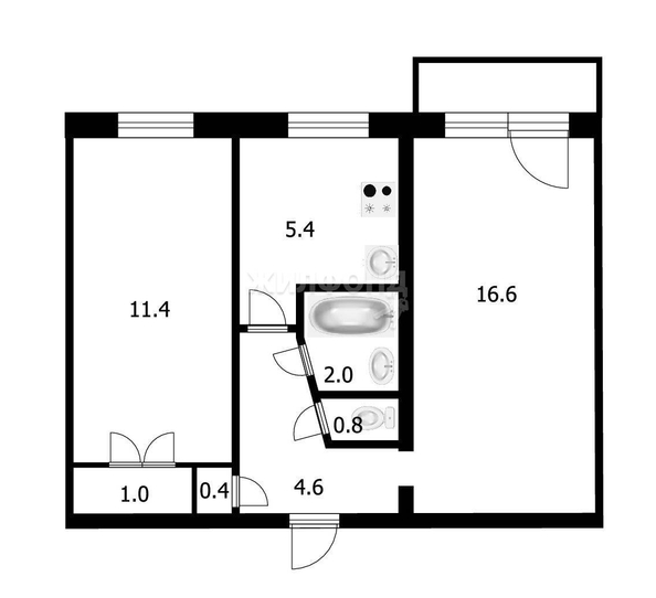 
   Продам 2-комнатную, 42 м², Федора Лыткина ул, 6

. Фото 11.