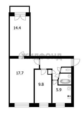 
   Продам 3-комнатную, 58 м², Новгородская ул, 44

. Фото 10.