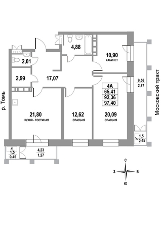 
   Продам 4-комнатную, 97.4 м², Московский, дом 1

. Фото 1.