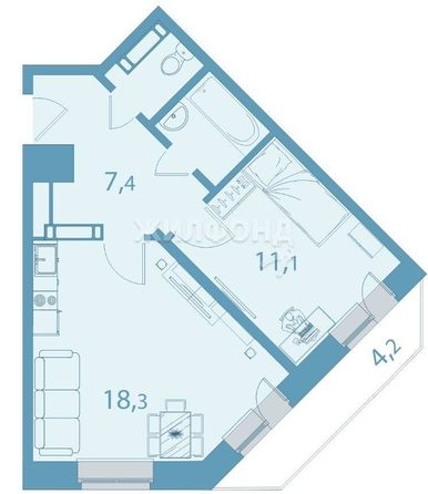 
   Продам 2-комнатную, 43 м², Леонова ул, 1

. Фото 1.