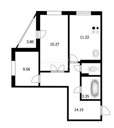 
   Продам 2-комнатную, 56 м², Архитекторов ул, 8

. Фото 17.