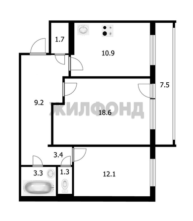 
  Продается 2-комн. квартира, 60 м², Юрия Ковалева ул, д. 38
. Фото 18.