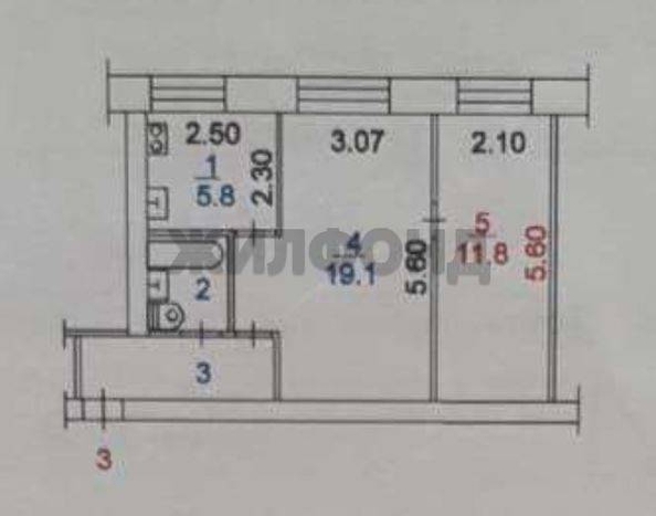 
  Продается 2-комн. квартира, 44.1 м², Киевская ул, д. 109/3
. Фото 14.