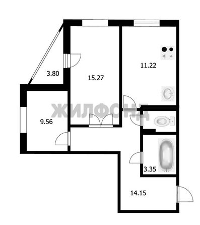 
  Продается 2-комн. квартира, 55 м², Архитекторов ул, д. 8
. Фото 9.