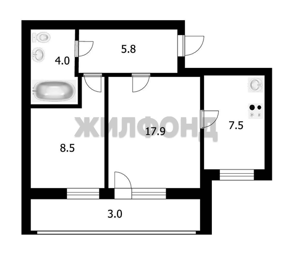 
  Продается 2-комн. квартира, 43.7 м², Коммунистический пр-кт, д. 120
. Фото 14.