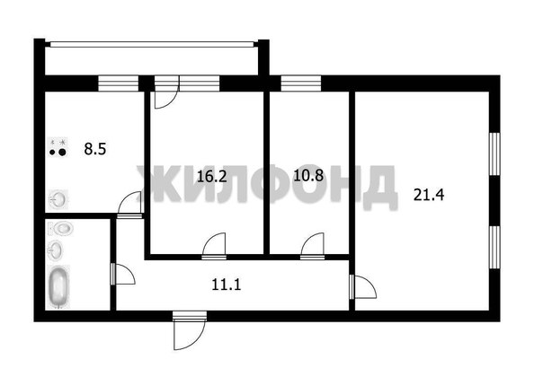 
  Продается 3-комн. квартира, 75 м², Кулева ул, д. 3
. Фото 8.