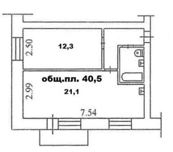 
  Продается 2-комн. квартира 40.5 м². Фото 6.
