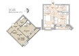 Эволюция, 1 оч, дом 3: Планировка двухкомнатной квартиры 42,6 кв.м