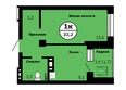 Серебряный, дом 1 корпус 3: Планировка 1-комн 32,2 - 32,9 м²