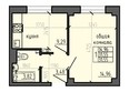 Ясный, дом 9: Планировка 1-комн 30,94, 31,55 м²