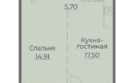 Семья, 4 очередь, б/c 8: Планировка 1-комн 48,69 м²