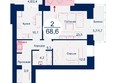SCANDIS (Скандис), 11: Планировка двухкомнатной квартиры 68,6 квм