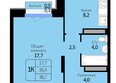 Первомайский: Планировка 1-комн 36,7, 37,1 м²