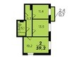 Преображенский, дом 22 этап 1: Планировка двухкомнатной квартиры 59,2 кв.м