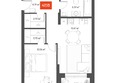Квартал ЩА, сек 2.1: Планировка 1-комн 46,07 м²