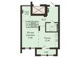 Буревестник: Планировка 1-комн 52,87, 52,96 м²
