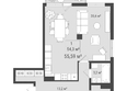 Алтан: Планировка 1-комн 55,59 м²